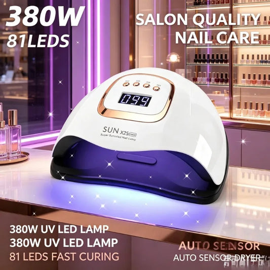 Auto‑sensor UV LED Manicure Lamp,380W Timed Nail Dryer for Home‑salon Gel‑polish Quick Curing Work
