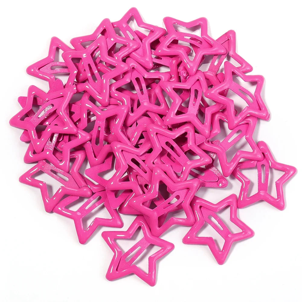 50pcs/lot Metal Colorful Star Hair Clips Dopamine BB Hair Clips For Broken Hair Clip Bangs Hair Clip Girls Y2K Style Hair Clips