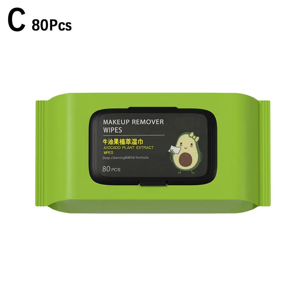 12-80Pcs Avocado Makeup Remover Wipes Mild Non-Irritating Makeup Remover Disposable Wet Wipes Makeup Remover Tools