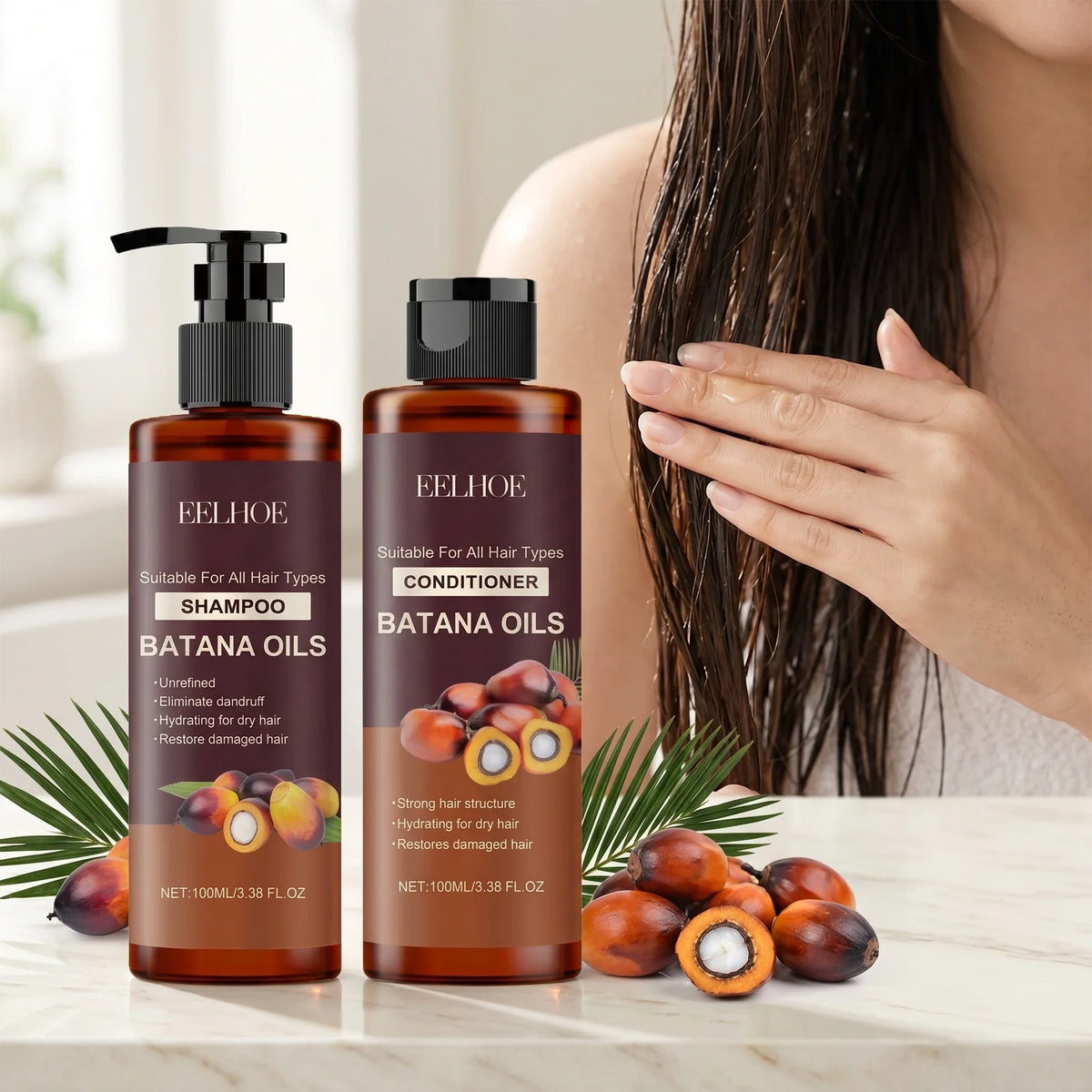 Batana Oil Shampoo Conditioner Cleaning Scalp Oil Control Anti Dandruff Smoothing Prevent Dryness Hair Care Set for Men Women
