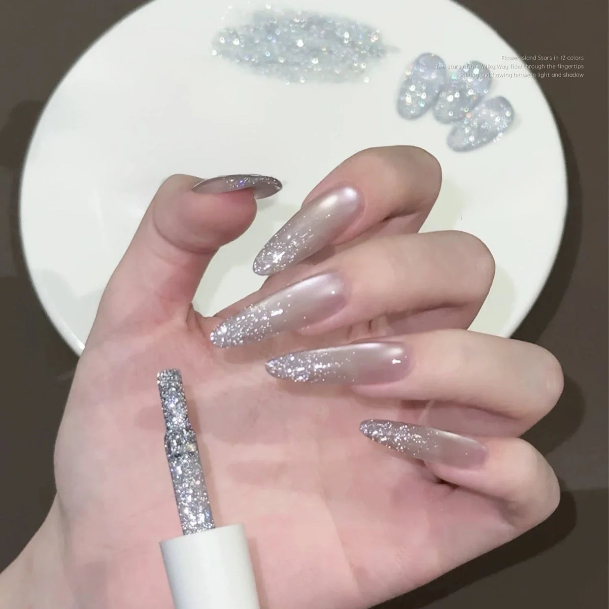 1-12pcs WS Summer Autumn Nails Flashing Reflective Disco Pink Blue White Broken Diamond Gel Nail Polish Nail Art Nail Supplies