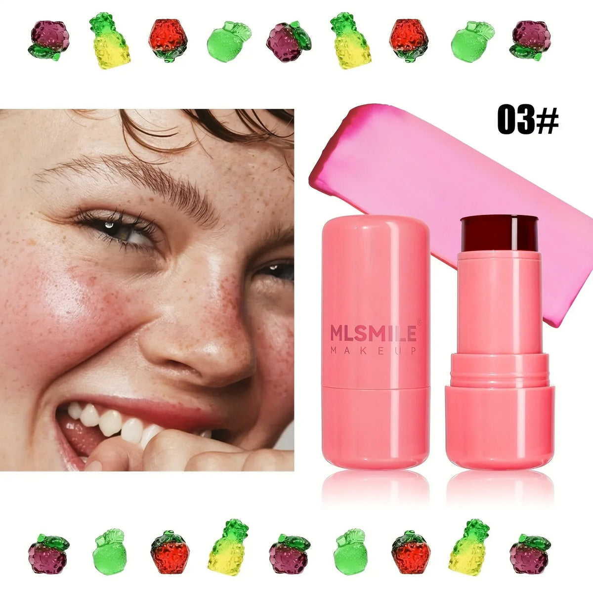 3-in-1 Jelly Powder Blusher Moisturized Long Lasting Matte 4 Color Facial Contour Rouge Brighten Lip Tin Makeup Stick