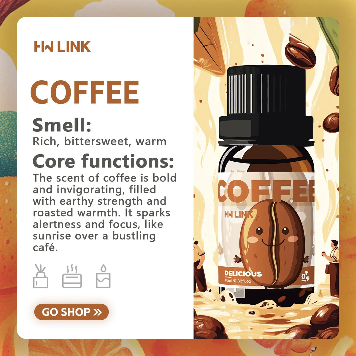 10ml Coffee Essential Oils Perfumes Fragrance Oils For Aromatherapy Diffusers Home Yoga Skin Car