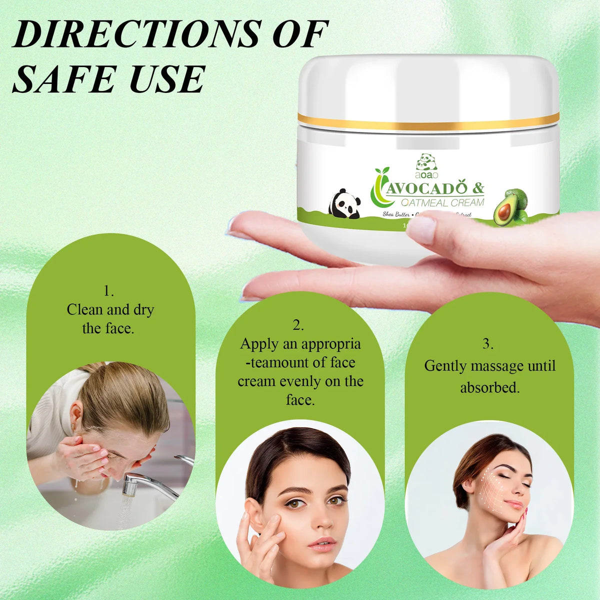 Avocado face cream moisturizing non-greasy lotion day and night cream suitable for children and adults.