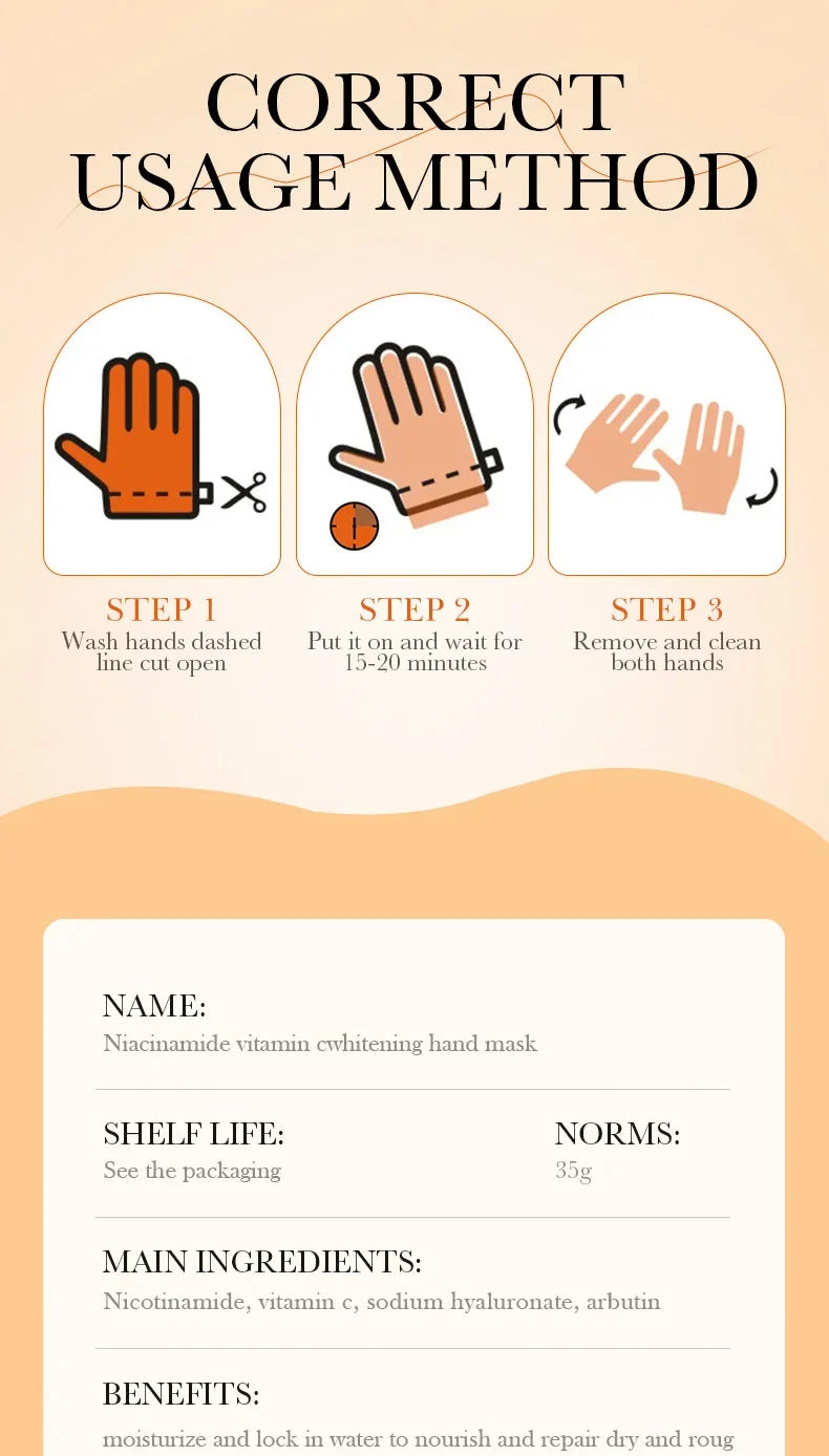1/2/5 Pairs SADOER Niacinamide Hand Mask Hands peel barb Repair Moisturizing Nourishing Brightening Hand Gloves Hands Skin Care