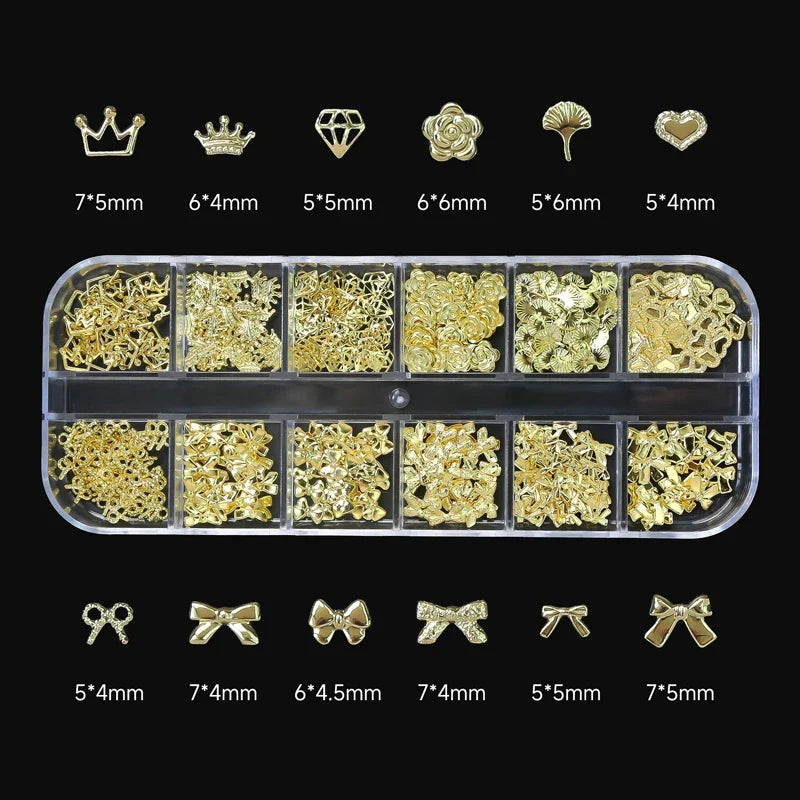 12 Grids Flatback Gold Silver Pearl Beads Nail Charms Round Caviar Ball For Nail Art Decorations 3D Nail Jewelry Rhinestones