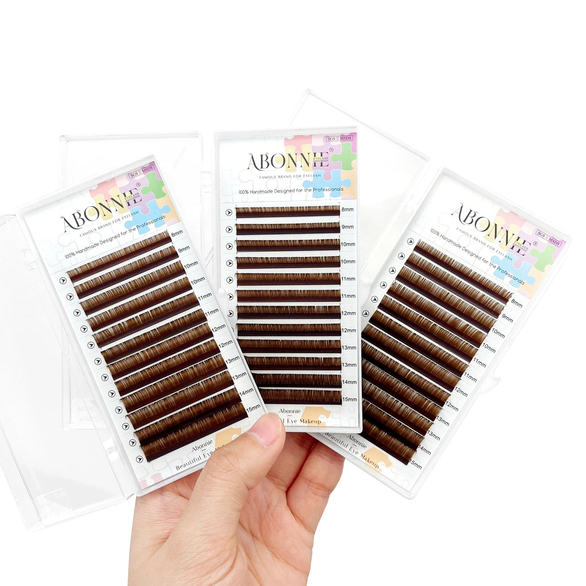 Abonnie LB Dark Brown Lashes Brown Color Classic Eyelash Extensions Foxy Eye Fluffy Individual Eyelashes