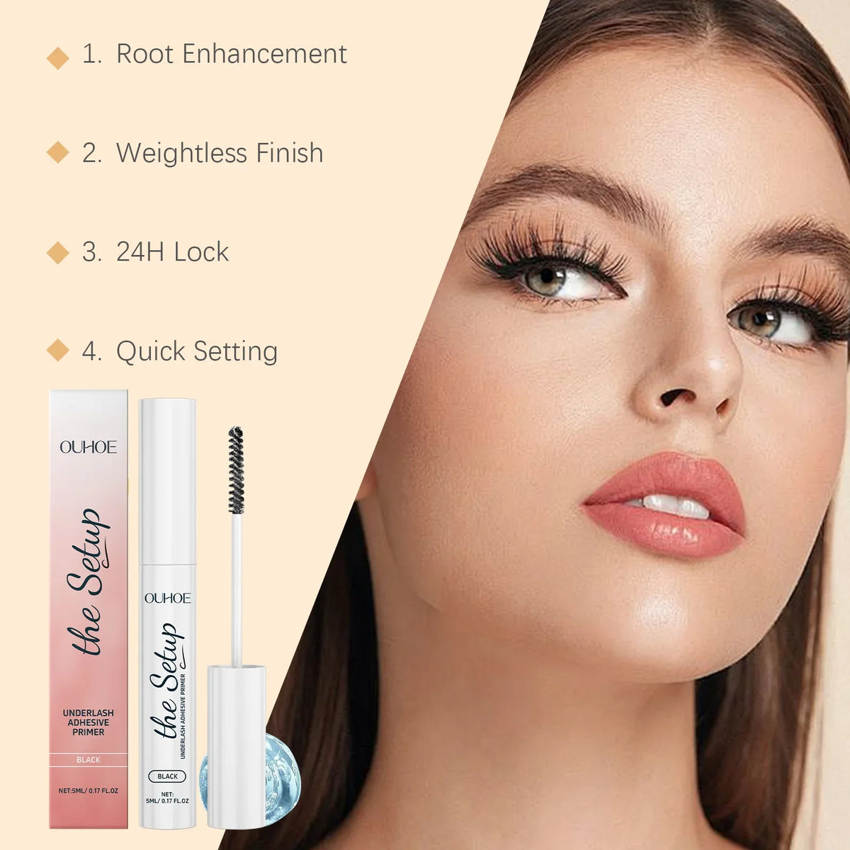 Eyelash Primer Waterproof Mascara Base 5ml Volumizing Lengthening Lash Booster Curling Sweatproof Smudge Proof Eye Makeup Shea