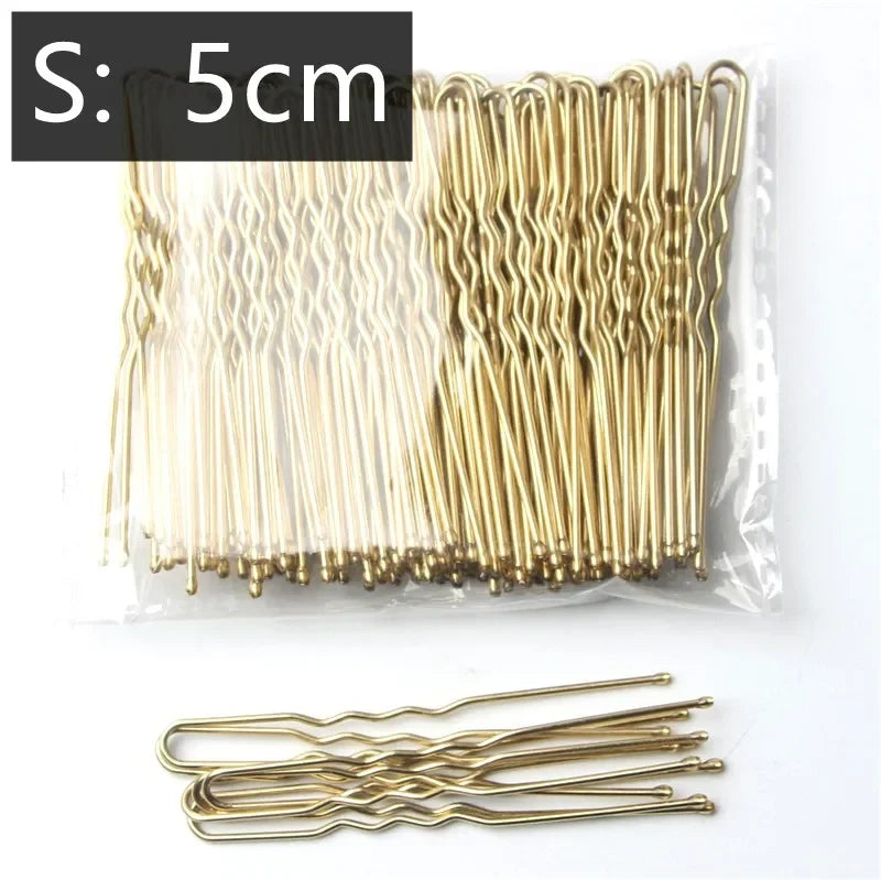 5/6/7cm Alloy Bobby Pins Barrettes U Shaped Metal Hair Pins Waved Hair Clips Bridal Hair Pins Hair Styling Tools Black 50Pcs/Bag