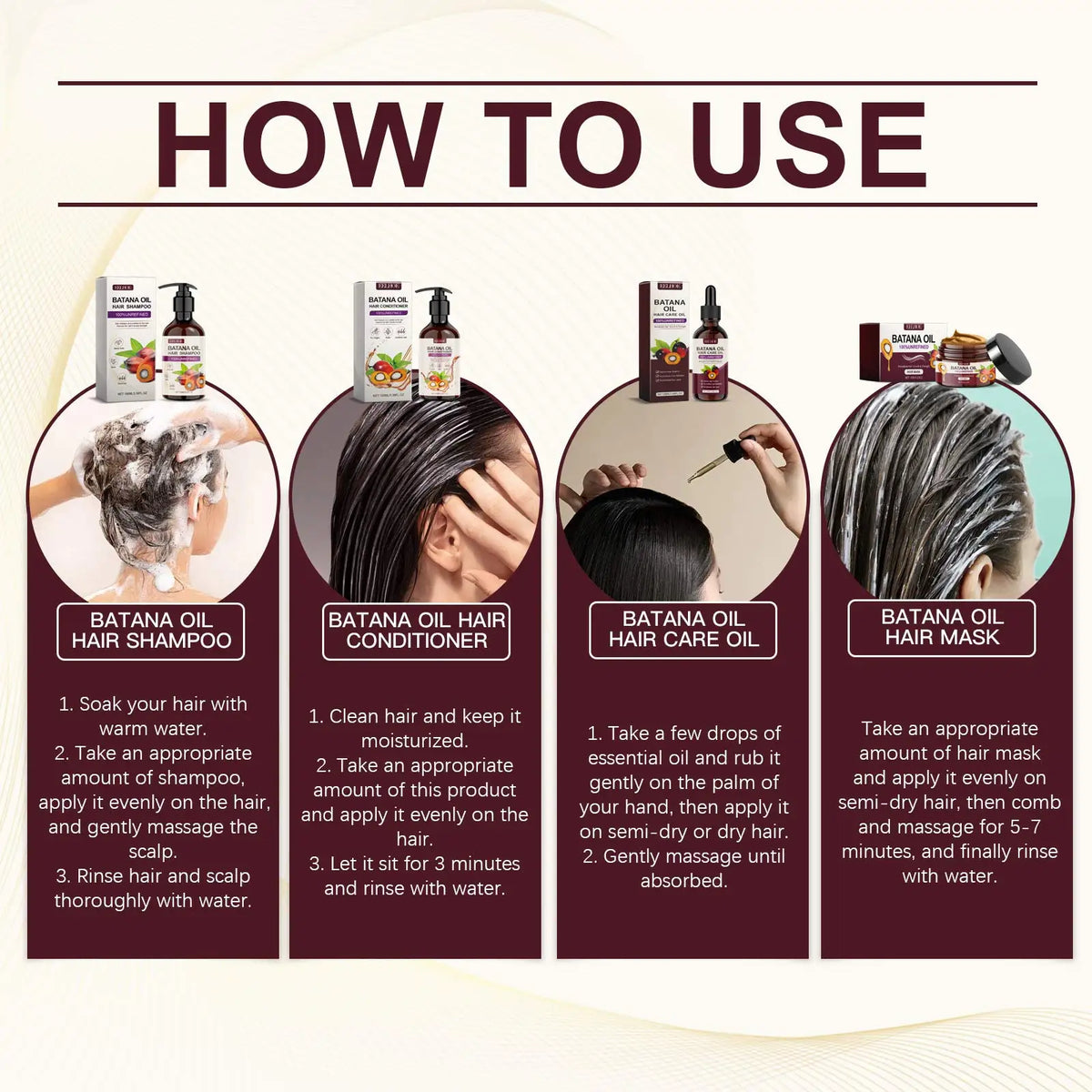 Batana Hair Growth Set Shampoo & Conditioner with Unrefined Oil & Mask for Hair Loss Care Kit for Thinning Hair & All Hair Types
