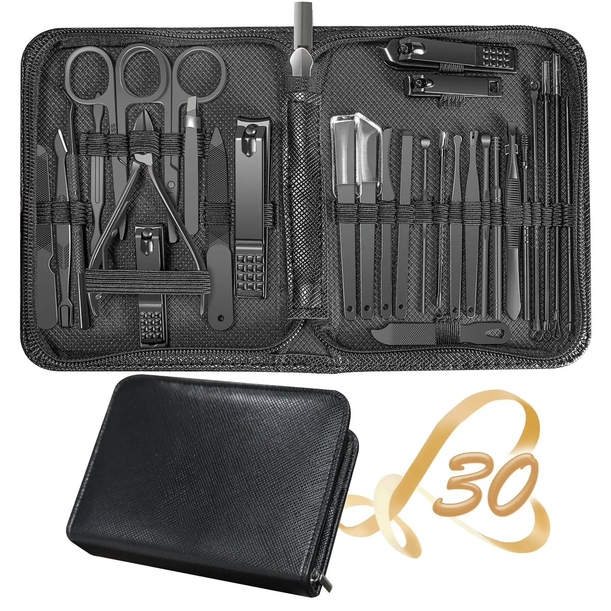 30 pcs Nail Clippers Manicure Tool Set, With Portable Travel Case, Cuticle Nippers And Cutter Kit, Professional Nail Clippers