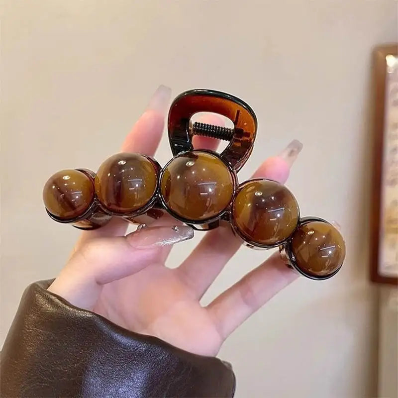 Fashion Pearl Large Acrylic Hair Claw Clips for Women Simple Elegant Plastic Hairpins Shark Clip Women Hair Accessories