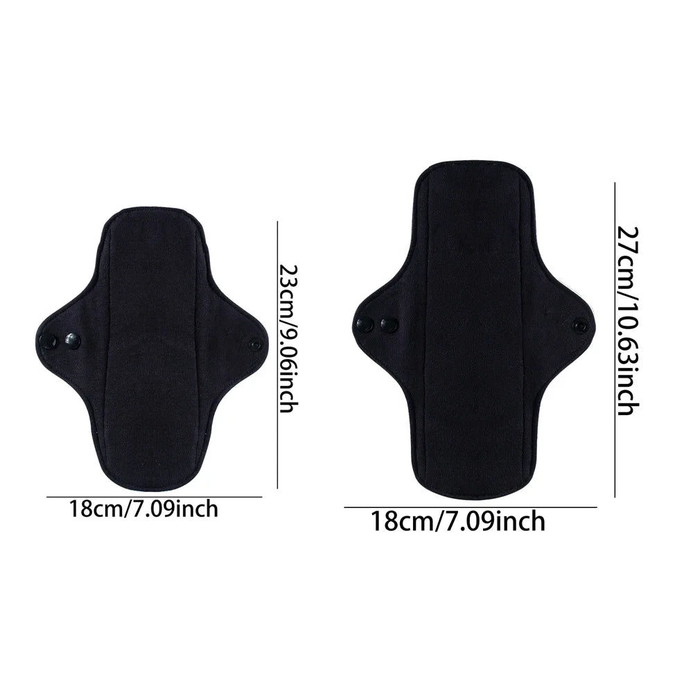 AI2 2PCS Black Pure Cotton Sanitary Pad Reusable Menstrual Pads Heavy Flow Women Menstrual Period Washable Sanitary Napkin
