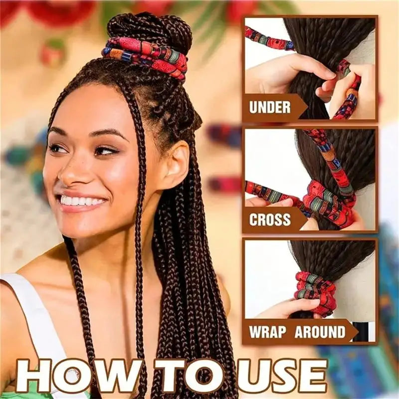 Colorful Dreadlocks Long Ponytail Hairpin Hair Bands Ethnic Style Hair Ropes Ties Horsetail Headband Bendable Hair Styling Tools