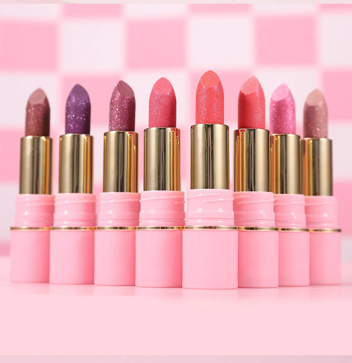 8 Colors Glitter Diamond Lipstick Long-Lasting Pink Brown Pearlescent Metallic Purple Sparkling Lipstick Makeup Cosmetic