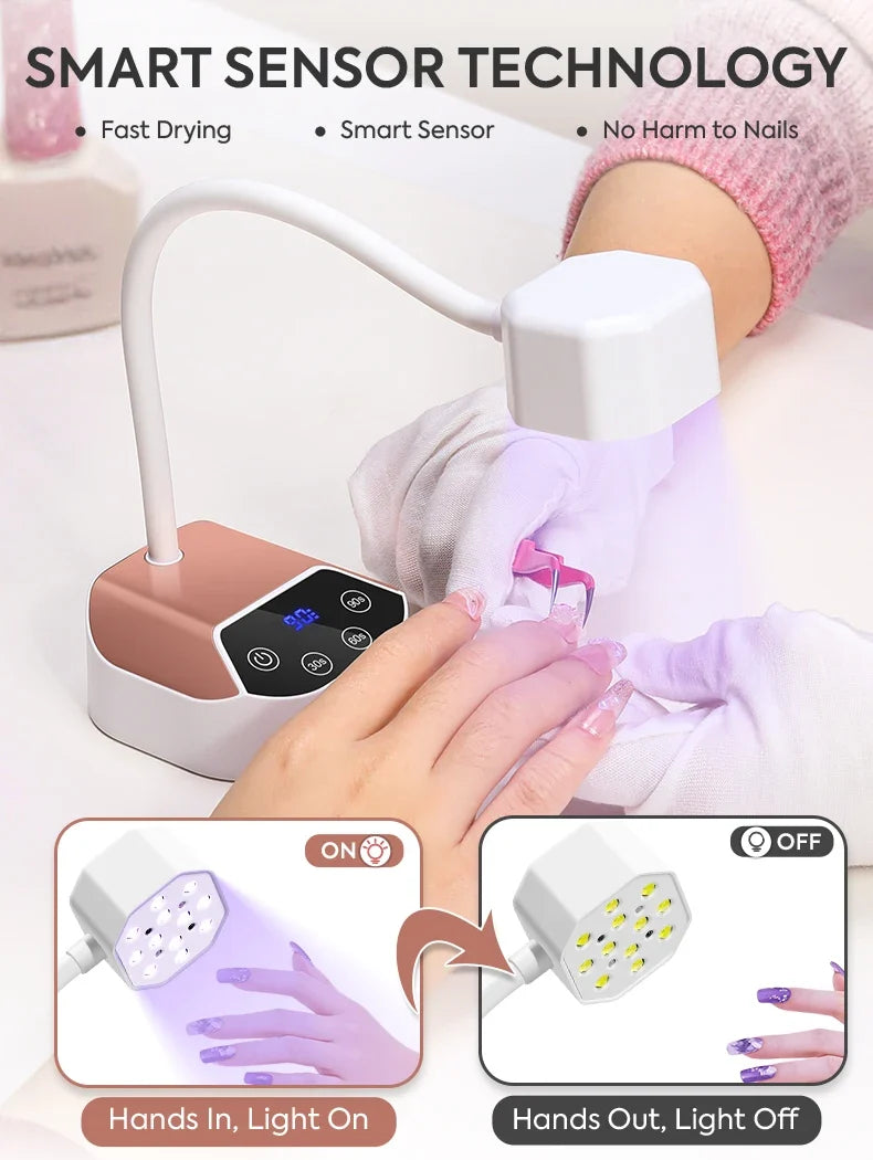 DianaBeauty UV Led Nail Lamp Desktop Rechargeable Nail Dryer with 4 Timer Settings and Auto Sensor Portable UV Light for Nails