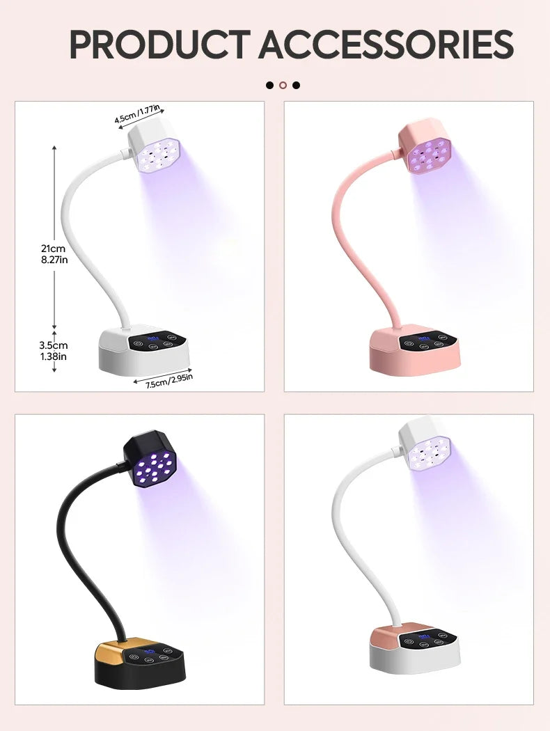 DianaBeauty UV Led Nail Lamp Desktop Rechargeable Nail Dryer with 4 Timer Settings and Auto Sensor Portable UV Light for Nails