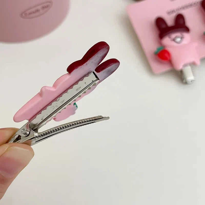2pcs Cute Cartoon Rabbit Hair Side Clip Bunny Bangs Edge Hairpins Girls Sweet Hair Styling Tools Decoration Tools Gifts