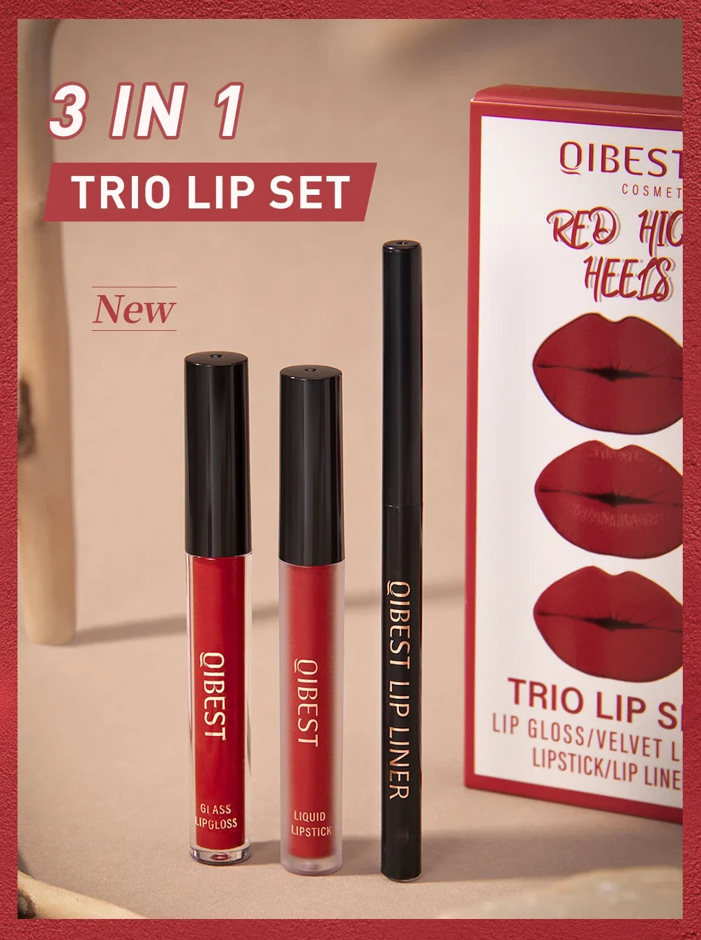 3pcs Matte Liquid Lipstick+Lip Liner Set Lip Glaze Makeup Nude Black Red Velvet Lip Gloss Long Lasting Lip Tint Cosmetics Kits