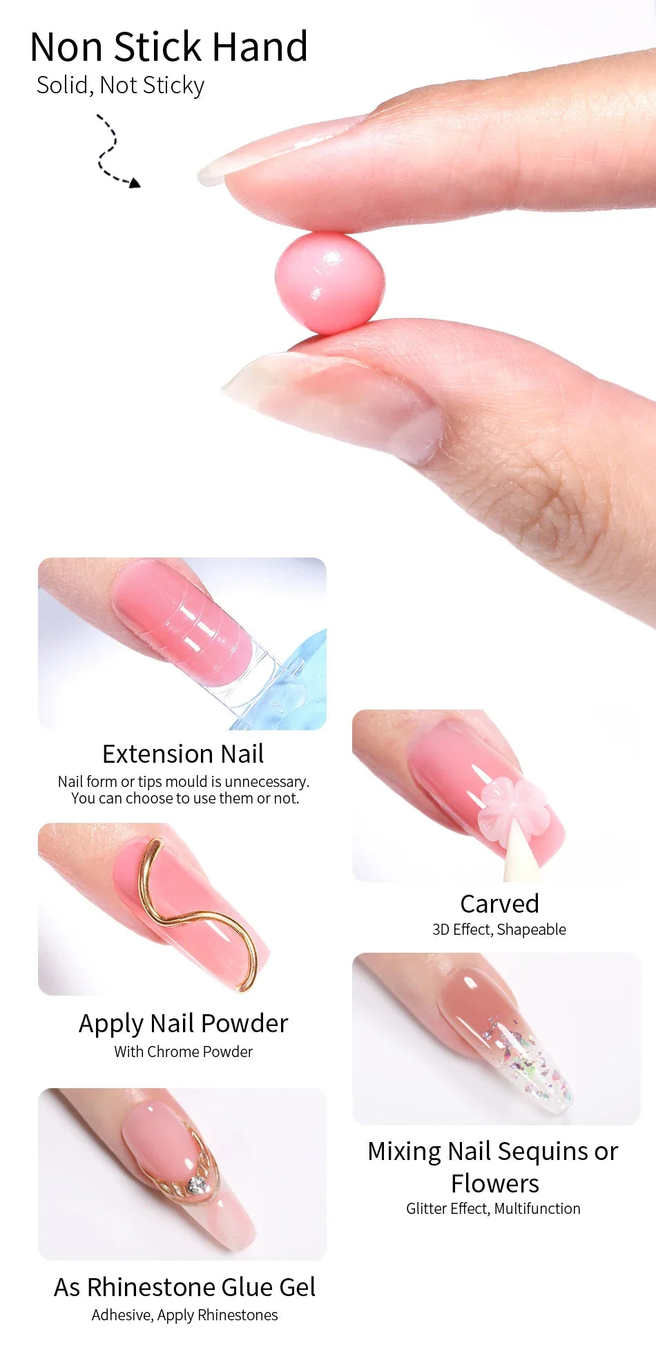 BORN PRETTY 225g Hard Gel For Nail Extension Milky White Nude Building Constructor Gel Self Leveling Reinforcement Nail Gels