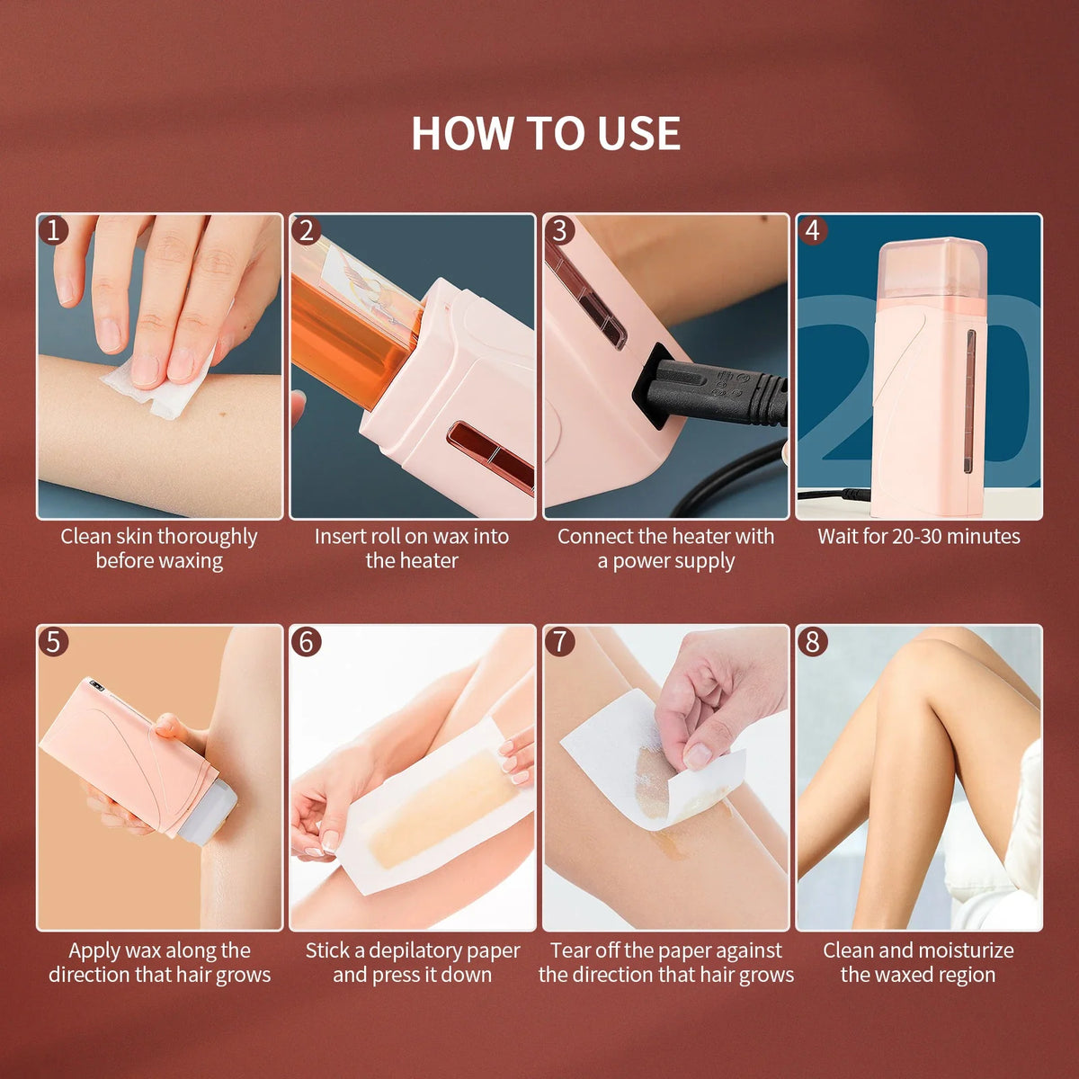 Foreverlily Portable Wax Roller Machine Electric Wax Warmer Depilatory Wax Heater Waxing Leg Warmer Hair Removal Roll On Wax