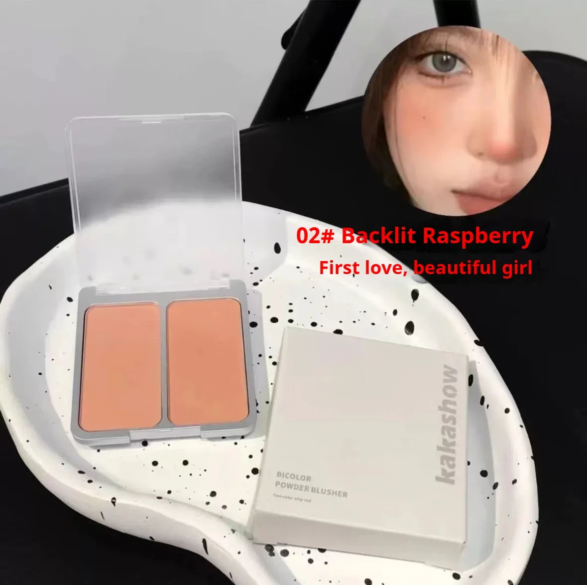Kakashow Bi-Color Powder Blusher Cheek Blush Low Saturation Light Color Pseudo Plain Color Expansion Color Natural Makeup