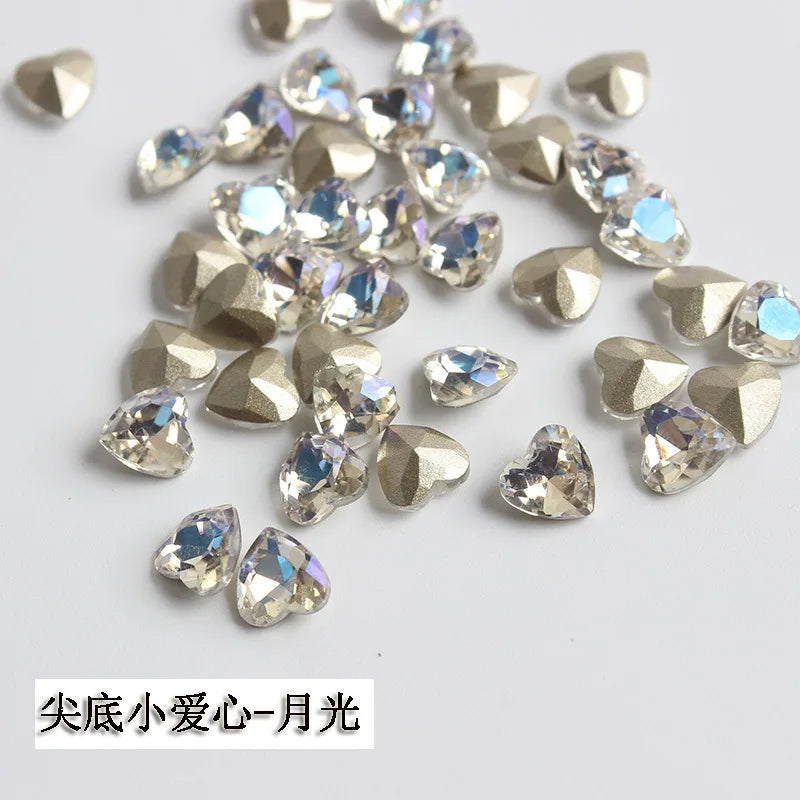 K9 100pcs 6mm Small Heart DIY for phone shell,Nail,Bag,Clothes 3D Diamond Stone Decoration Glitter Manicure Jewelry Accessories