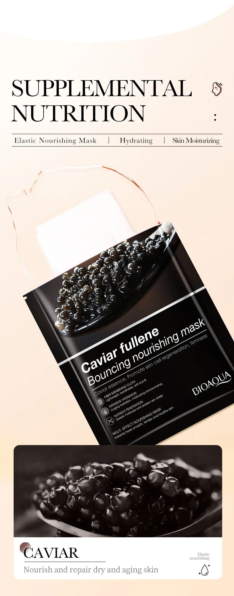 6/12pcs BIOAQUA Caviar Grape White Truffle Face Mask Anti Wrinkle skincare Moisturizing Hydrating Facial Masks Skin Care