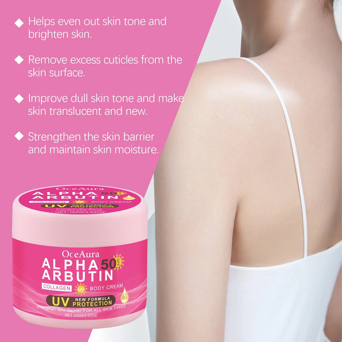 Alpha Arbutin Body Cream Repair Rough Dullness Anti Drying Body Moisturizer Uv Protection Reduce Melanin Skin Brightening Lotion