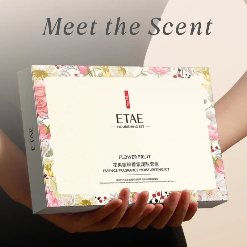 Floral and Fruit Essence Fragrance Moisturizing Hand Cream, Gift Box Set with Body Lotion, Compact Portable Fragrance Hand Cream, Easy to Apply Daily for a Fresh Scent, Long-Lasting Fragrance Without Being Overpowering, Full