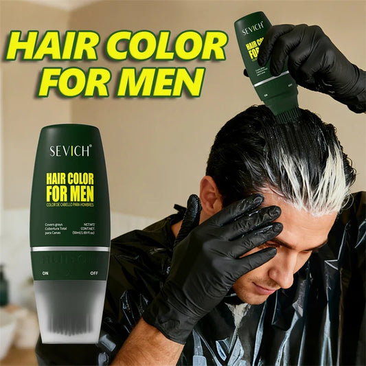 Black Hair Coloring Cream With Comb 50ml Hair Dye Shampoo Pure Plant-Based Instant Men Beard Dye Cream Covers Natural Gray Hair