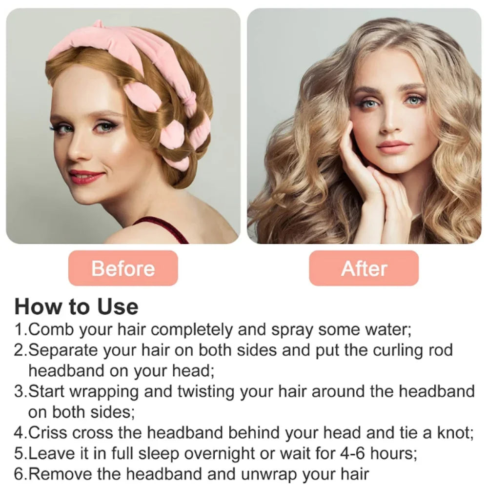 Heatless Curling Rod Headband No Heat Hair Curlers Ribbon Lazy Hair Rollers Silk Curls Sleeping Soft Headband Hair Styling Tools