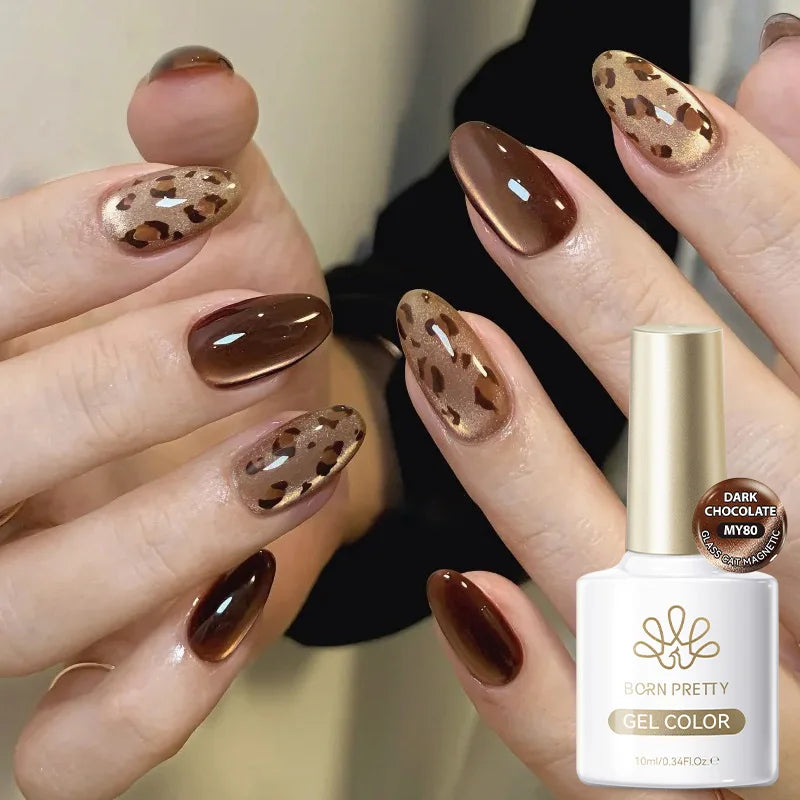 BORN PRETTY Gold Pink Cat Magnetic Gel Polish 10ml Water Light Spaking Glitter  Soak Off UV Semi Permanent Varnish Manicure