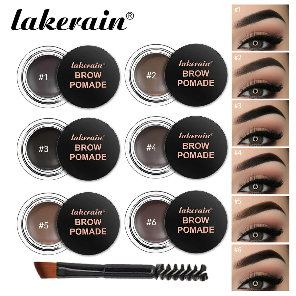6 Colors Waterproof Eyebrow Tint with Brush Long-Wearing Full-Pigment Smudge-Proof Eyebrow Pomade Natural Wild Brows Makeup