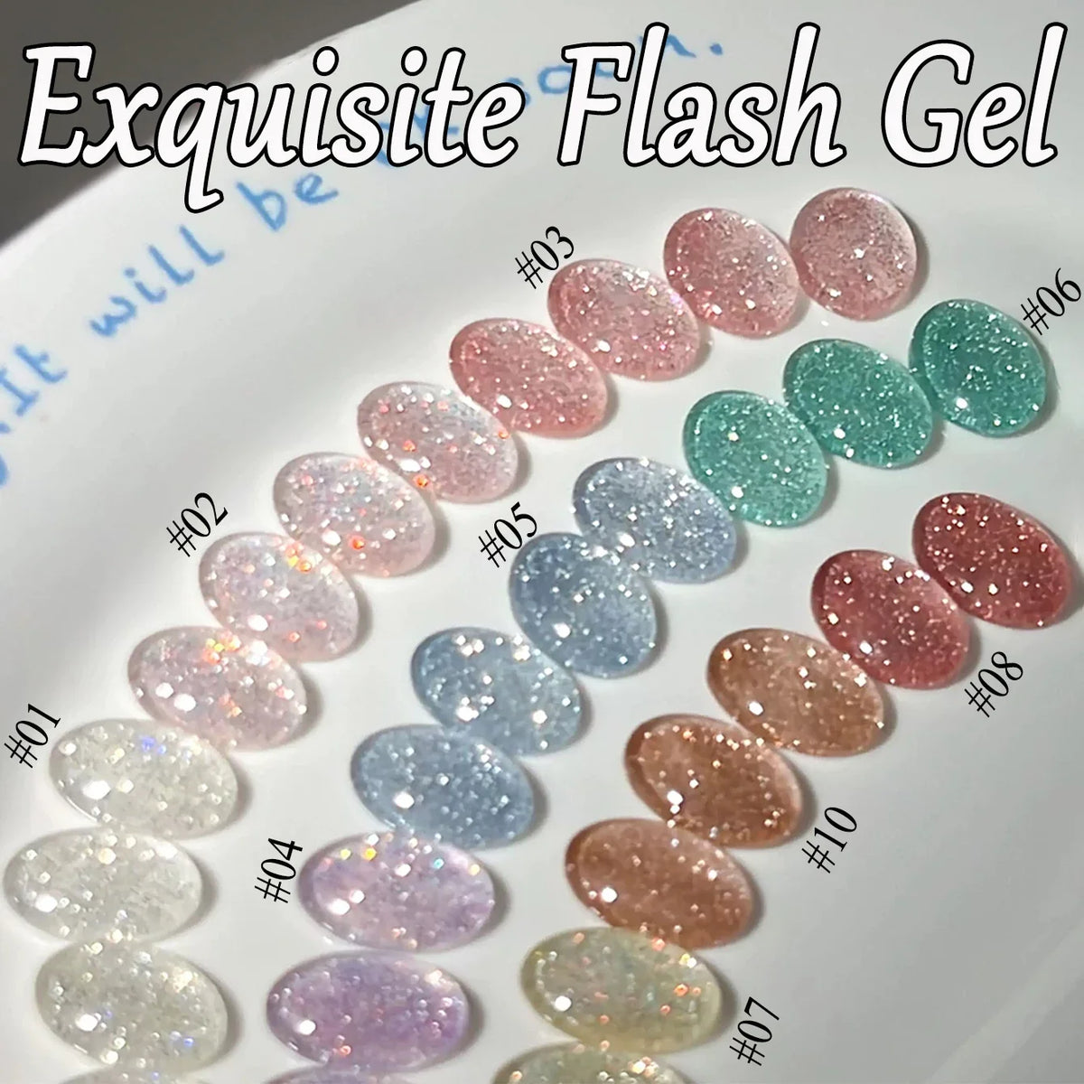 1-12pcs WS Summer Autumn Nails Flashing Reflective Disco Pink Blue White Broken Diamond Gel Nail Polish Nail Art Nail Supplies