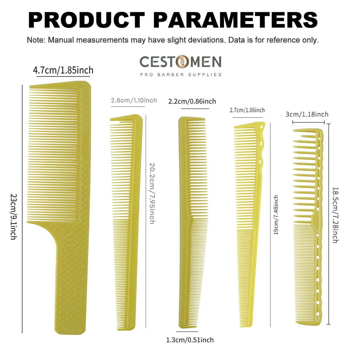 2/8PCS Pro Barber Fade Haircut Combs Anti-static Hair Clipper Combs For Men Wide Fine Tooth Taper Combs Salon Styling Tools