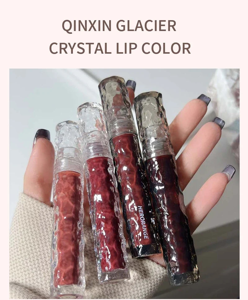 HERORANGEHR292 Glacier Rock Mirror Water Glazed Lip Glaze Moisturizes and Moisturizes, Forming a Film That Is Not Easy to Fade