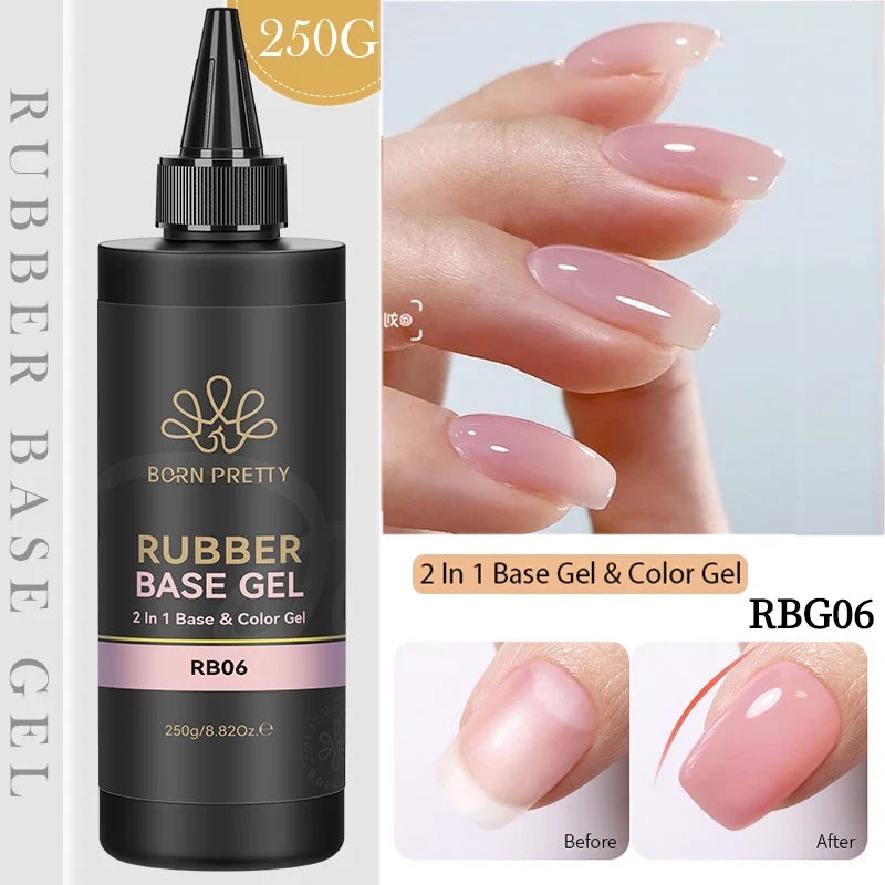 BORN PRETTY 250g Rubber Base Gel Refilled Package Jelly Milky White Nude Semi-Permanent Soak Off Self Leveling Construction Gel