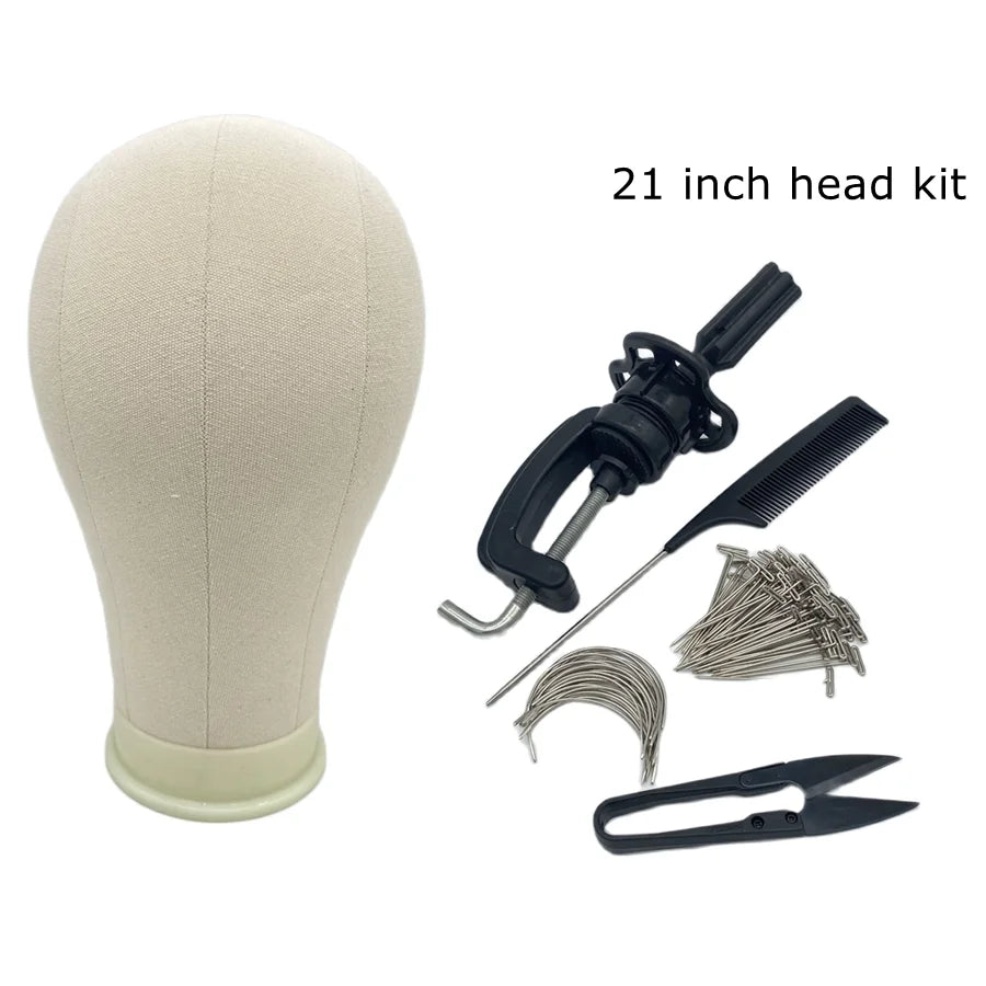 Canvas Block Head Kit Training Mannequin Wig Head Display Styling Mannequin Manikin Head Wig Stand Wig Head Stand