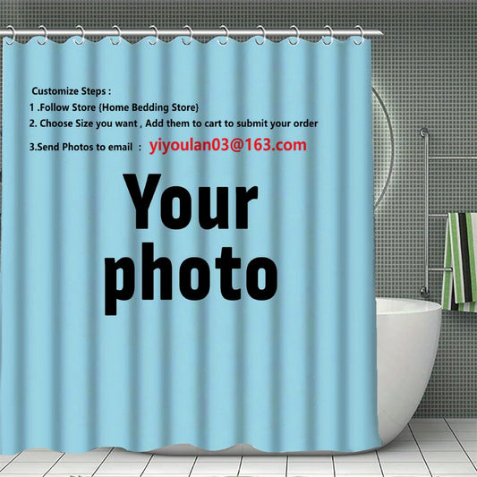 Custom Shower Curtain Bathroom Waterproof Curtains 3D Printing Customized Photo Polyester Bath Decor With Hooks for Dropshipping