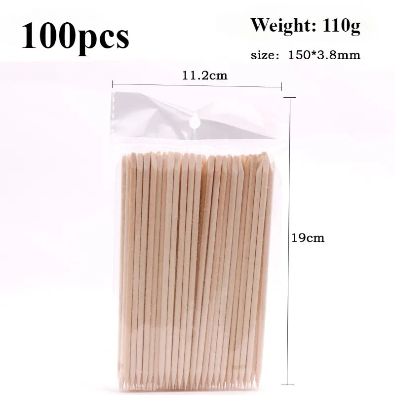 50/100/200/300pc/Set for Nail Different Sizes Orange Wood Sticks Cuticle Pusher Cuticle Remove Tool Manicure Pedicure Care Nails