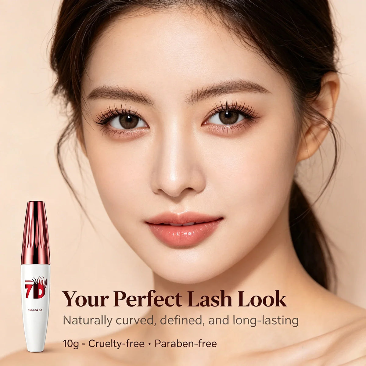7D Volumizing & Curling Black Mascara – Smudge-Proof, Natural Lash Lift & Curl, Flake-Free, Non-Clumping, Waterproof Eye Makeup