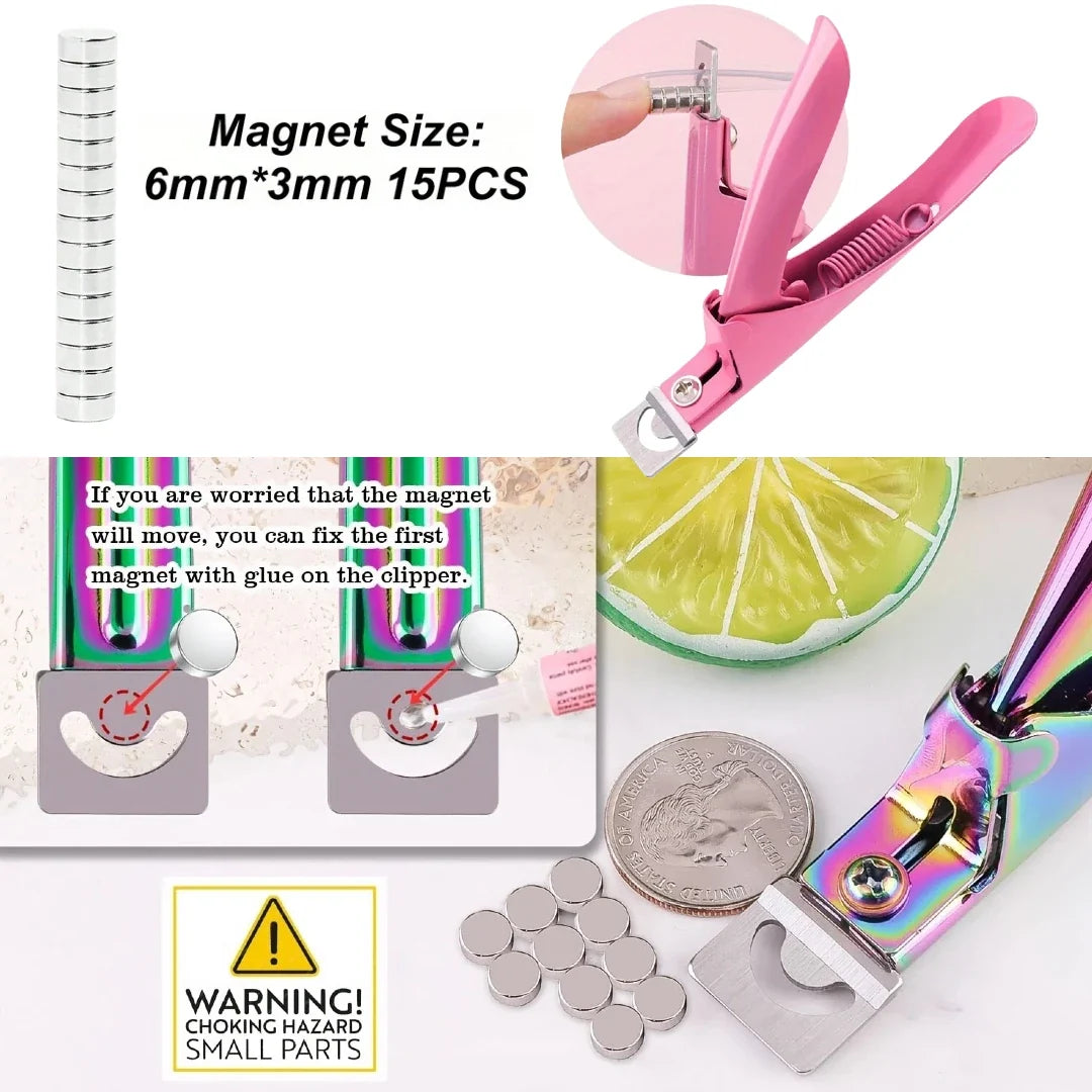 2pcs Premium Stainless Steel Nail Clipper + 15PCS Magnet, Adjustable Settings-Includes U-Shaped & Straight Scissors Nail Trimmer
