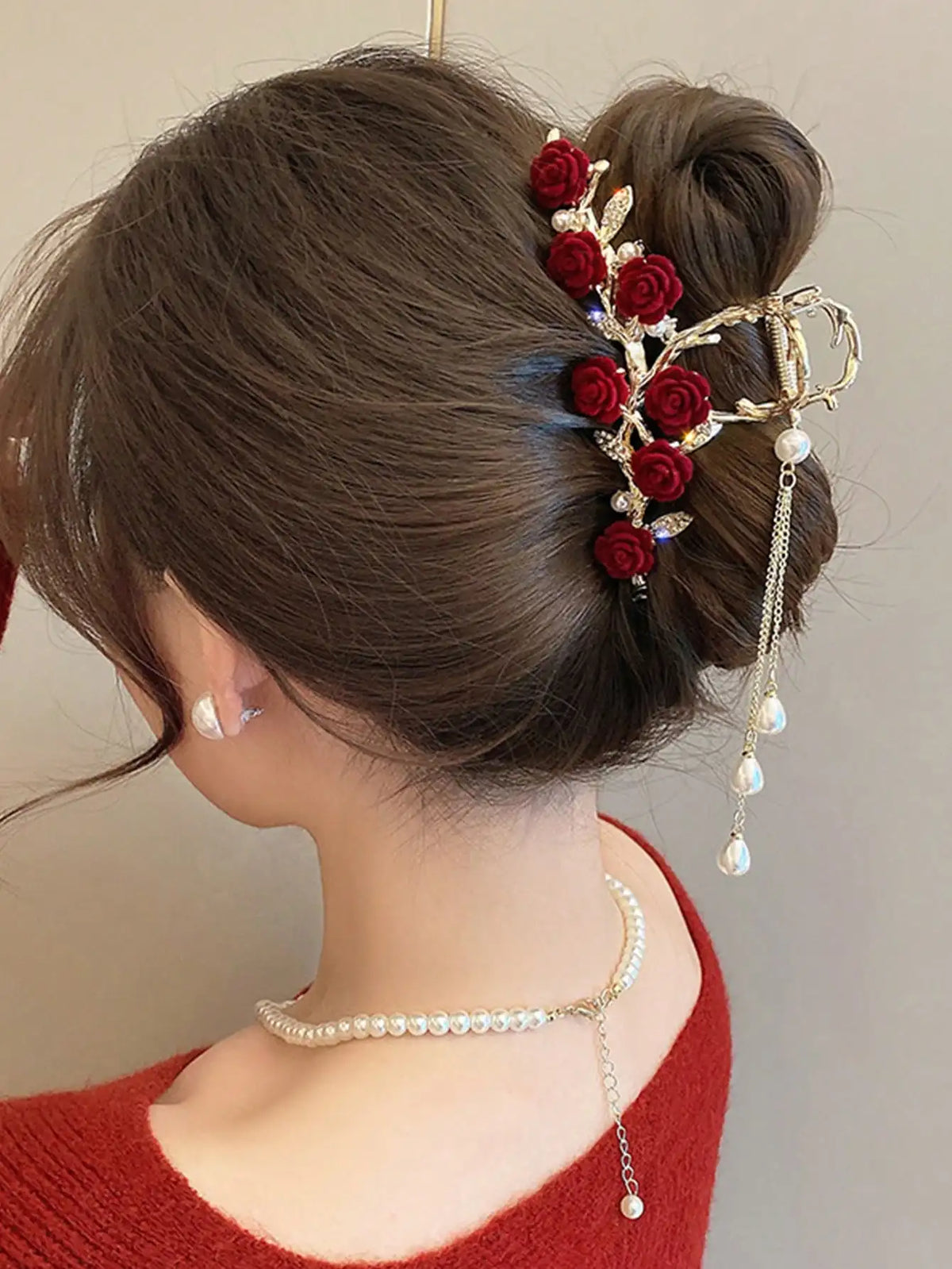 Fashion Antique Roses Hair Claw Clip for Women Stylish Hair Accessory