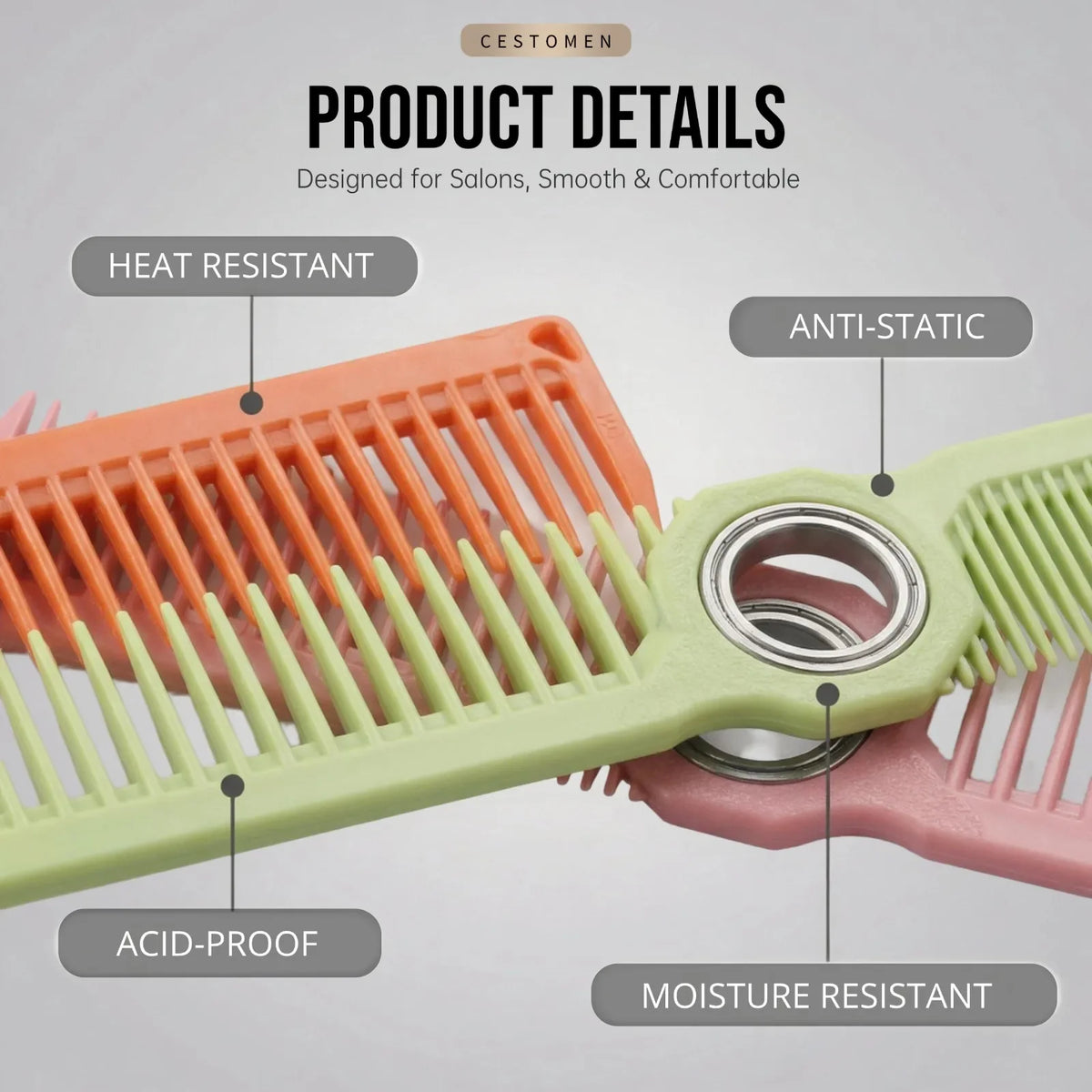 5PCS/Set Pro Barber Fine Mist Spray Bottle Spining Dual-Side Tooth Folding Haircut Comb Duster Hair Cleaning Brush Styling Tools