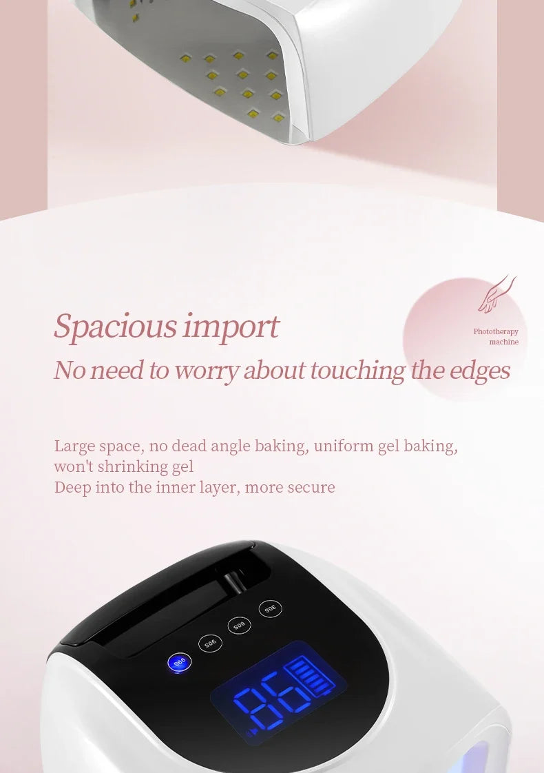 96W Magnetic Removable Bottom Nail Lamp Wireless Gel Polish Dryer Manicure Machine UV LED Light for Nail Portable Nail Lamp