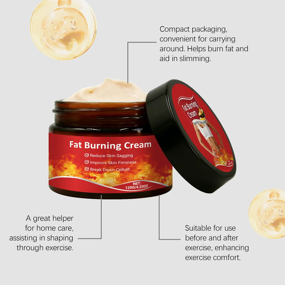 Belly Fat Burning Cream Tighten Skin Massage Anti Sagging Non Greasy Tightening Body Care Cellulite Remover Firming Cream 120g