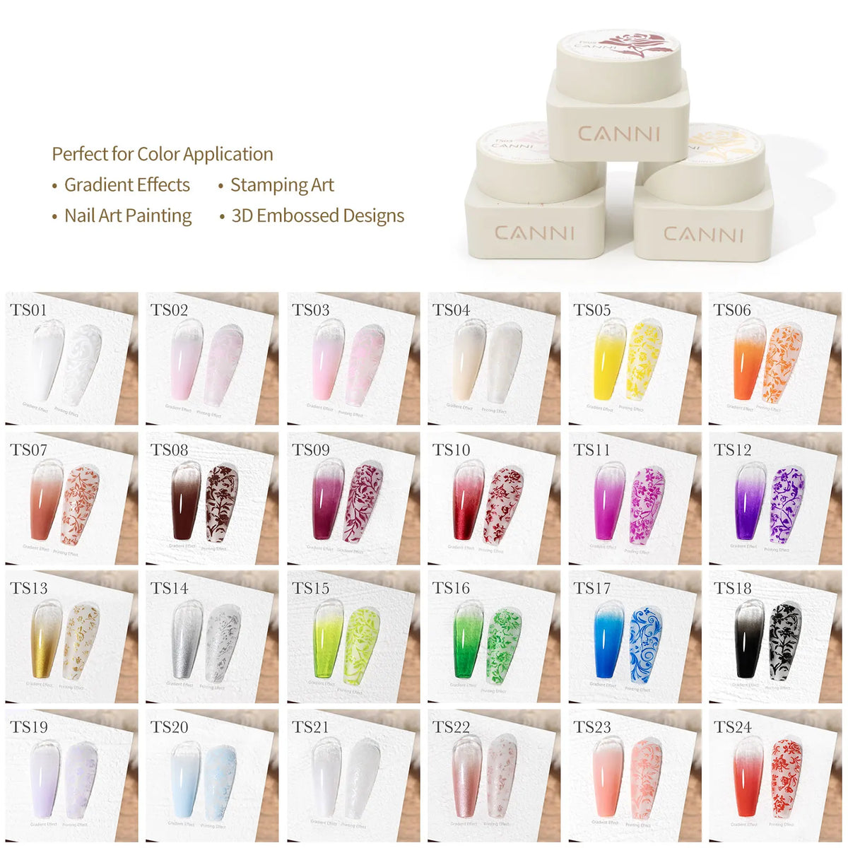 CANNI Stamping Gel Kit Gradient Nail Design Creamy Painting Gel Fast Transfer Nail Drawing Easy Used French Nail New Learner Set