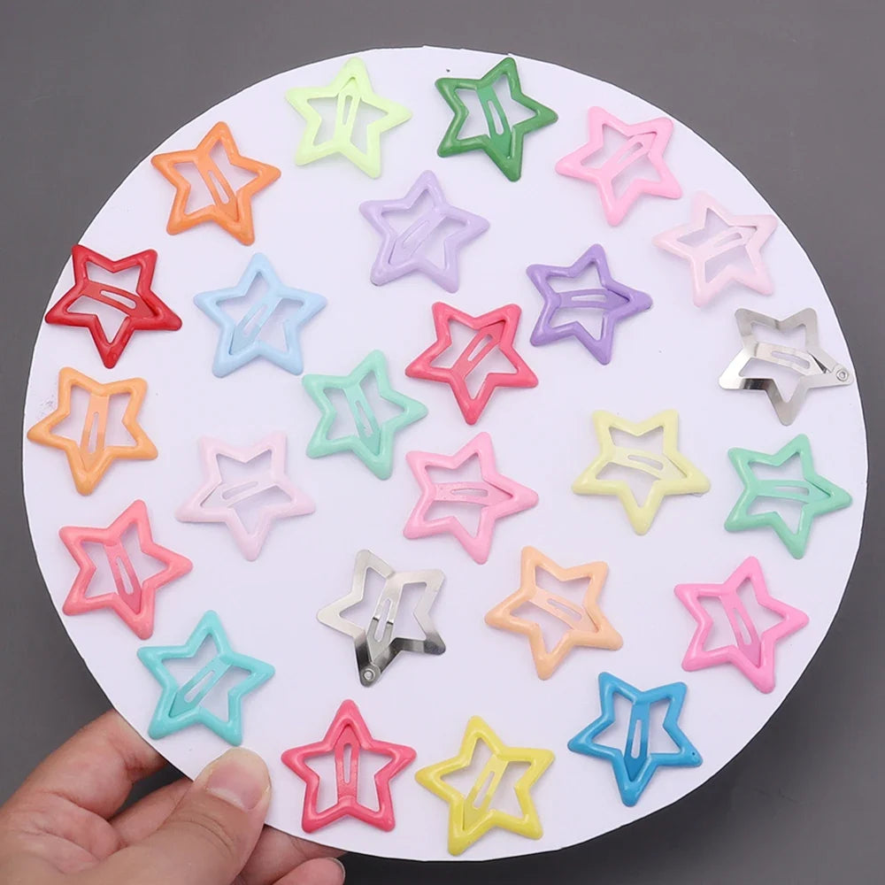 50pcs/lot Metal Colorful Star Hair Clips Dopamine BB Hair Clips For Broken Hair Clip Bangs Hair Clip Girls Y2K Style Hair Clips