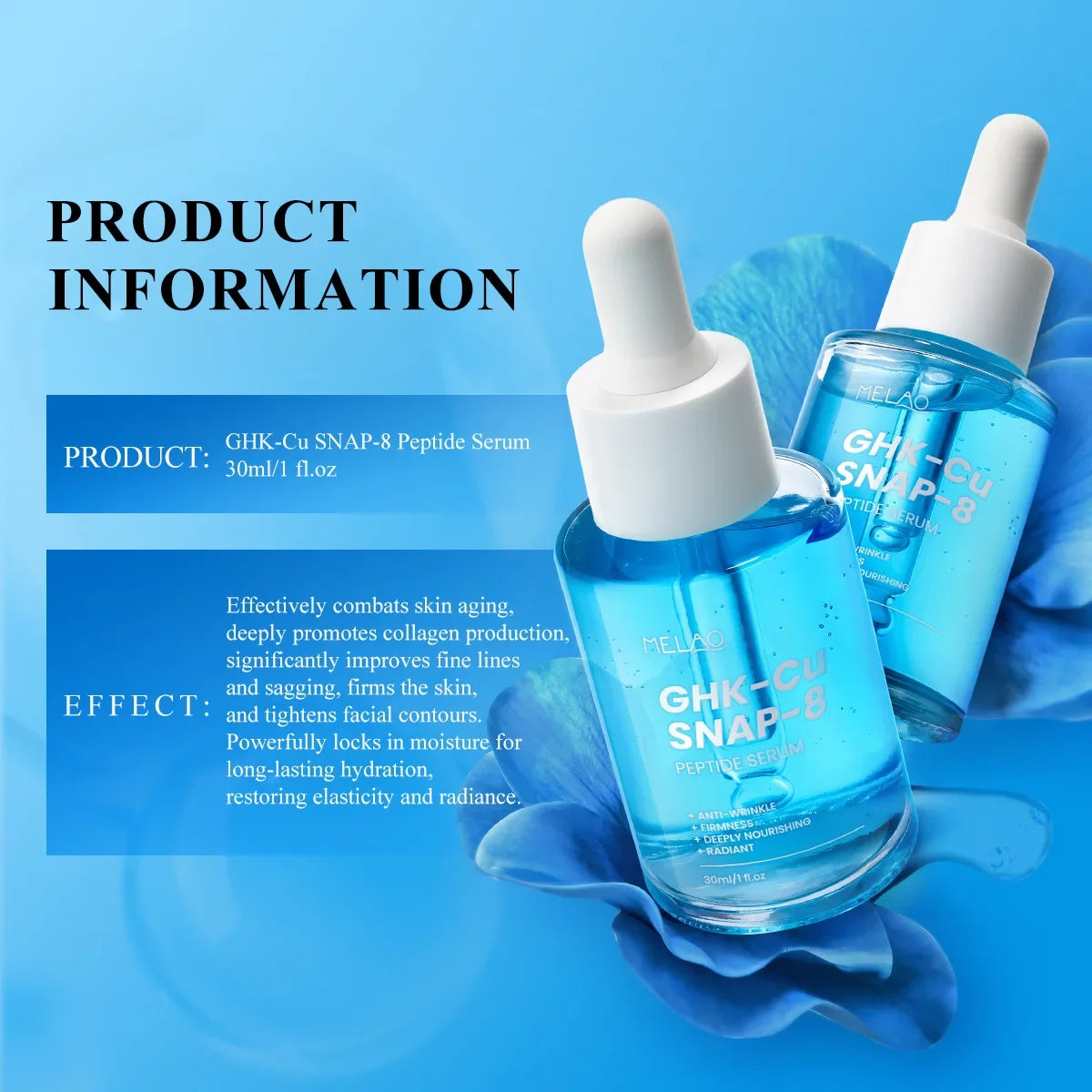 GHK-Cu Copper Peptides Facial Serum with SNAP-8 for Fine Lines, Wrinkles, Firming, Deep Hydration & Collagen，All Skin Types